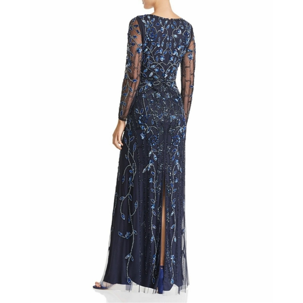 Aidan Mattox embellished sheer long sleeve long gown - Picture 12 of 17